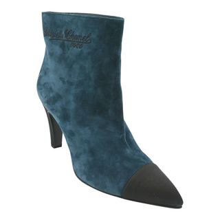 CHANEL | Teal Suede Ankle Booties