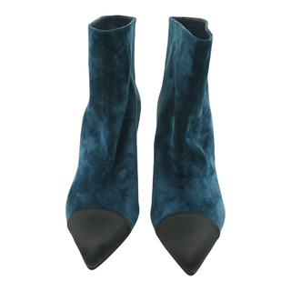 CHANEL | Teal Suede Ankle Booties
