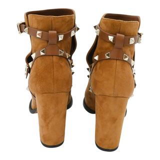 VALENTINO | Tan Suede Rockstud Strap Booties