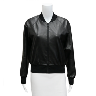 ALICE + OLIVIA | Black Leather Bomber Jacket