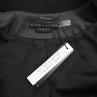 ALICE + OLIVIA | Black Leather Bomber Jacket