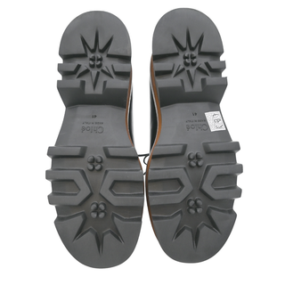 CHLOE | Owena Black Leather Lace-Up Loafers