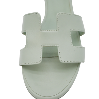 HERMES | Oasis Mint Leather Sandal Mules