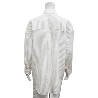BRUNELLO CUCINELLI | Striped Metallic Sheer Button-Up Blouse