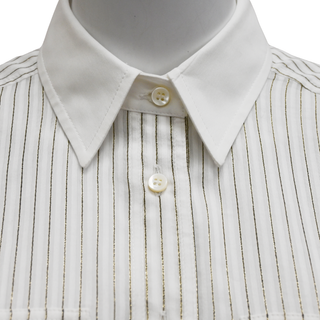 BRUNELLO CUCINELLI | Striped Metallic Sheer Button-Up Blouse