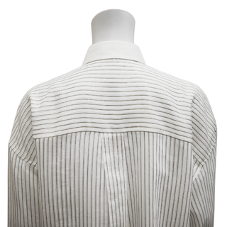 BRUNELLO CUCINELLI | Striped Metallic Sheer Button-Up Blouse