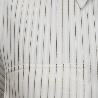 BRUNELLO CUCINELLI | Striped Metallic Sheer Button-Up Blouse