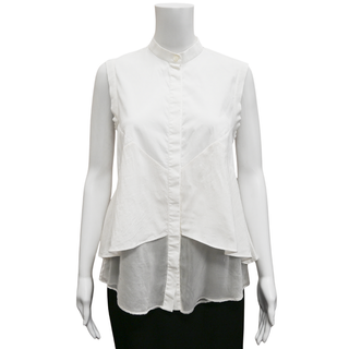 BRUNELLO CUCINELLI | White Sleeveless Monili Blouse