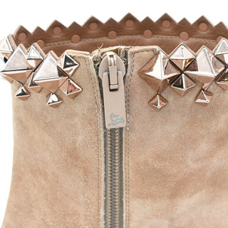 CHRISTIAN LOUBOUTIN | Firmamma Nude Suede Studded-Cuff Booties
