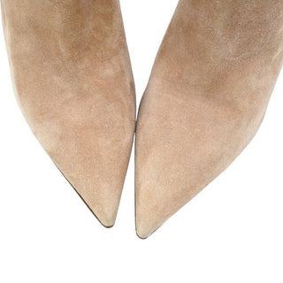 CHRISTIAN LOUBOUTIN | Firmamma Nude Suede Studded-Cuff Booties