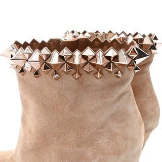 CHRISTIAN LOUBOUTIN | Firmamma Nude Suede Studded-Cuff Booties