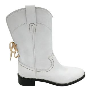 SEE BY CHLOE | White Leather Western Booties