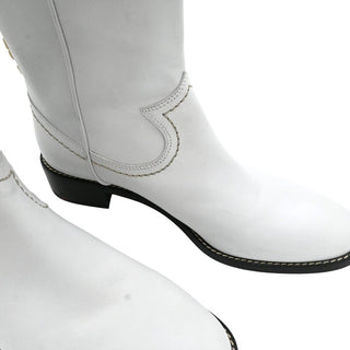 SEE BY CHLOE | White Leather Western Booties