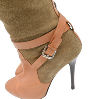 RALPH LAUREN | Brown Strappy Suede & Leather Heeled Boots