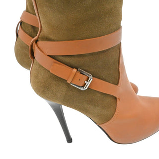 RALPH LAUREN | Brown Strappy Suede & Leather Heeled Boots