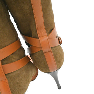 RALPH LAUREN | Brown Strappy Suede & Leather Heeled Boots