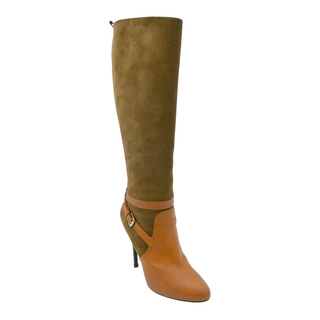 RALPH LAUREN | Brown Strappy Suede & Leather Heeled Boots