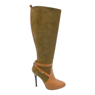 RALPH LAUREN | Brown Strappy Suede & Leather Heeled Boots