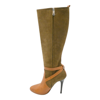 RALPH LAUREN | Brown Strappy Suede & Leather Heeled Boots