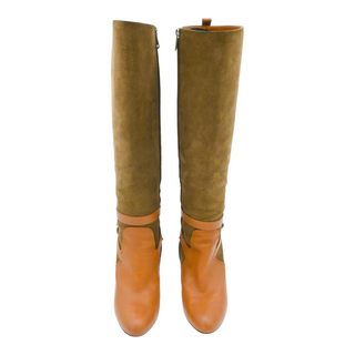 RALPH LAUREN | Brown Strappy Suede & Leather Heeled Boots