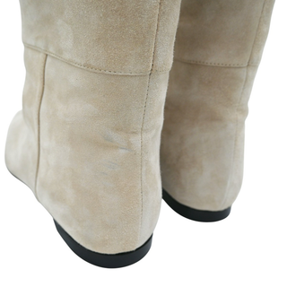 KHAITE | Bone Suede Pointed Over-The-Knee Boots