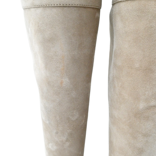 KHAITE | Bone Suede Pointed Over-The-Knee Boots