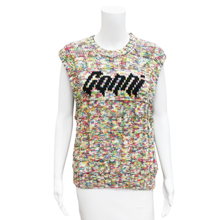 GANNI | Logo Space-Dyed Intarsia-Knit Vest