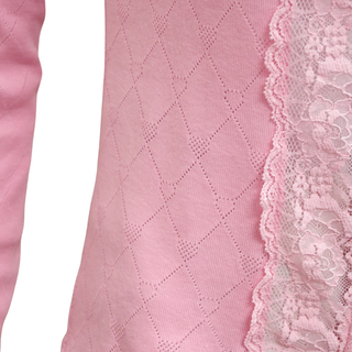 LOVESHACKFANCY | Pink Lace-Trim Cardigan