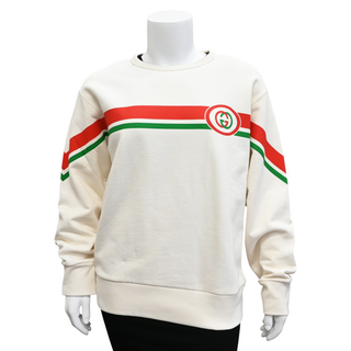 GUCCI | GG Striped Ivory Cotton Sweatshirt