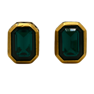 YSL | Dark Emerald Green Clip Earrings