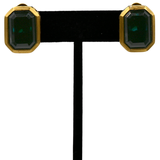 YSL | Dark Emerald Green Clip Earrings