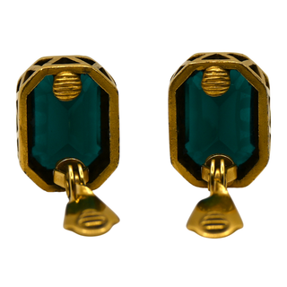 YSL | Dark Emerald Green Clip Earrings