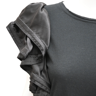 LANVIN | Black Ruffled-Sleeve Cotton-Blend Dress