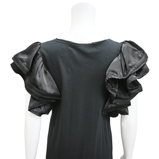 LANVIN | Black Ruffled-Sleeve Cotton-Blend Dress