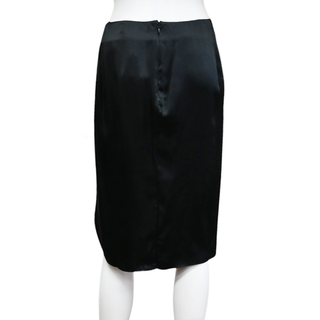 RALPH LAUREN | Black Satin Draped Skirt