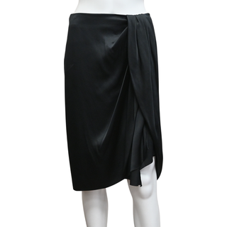 RALPH LAUREN | Black Satin Draped Skirt