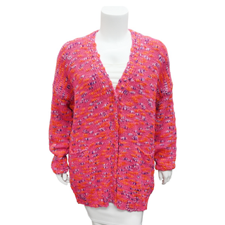 MARINA RINALDI | Pink Multicolor Knit Cardigan