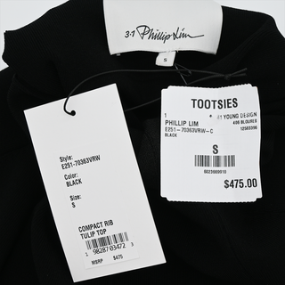3.1 PHILLIP LIM | Black Compact Rib Tulip Top