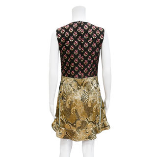 ETRO | Gold Metallic Jacquard Trim Sheath Dress