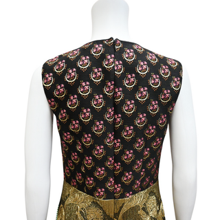 ETRO | Gold Metallic Jacquard Trim Sheath Dress