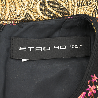 ETRO | Gold Metallic Jacquard Trim Sheath Dress