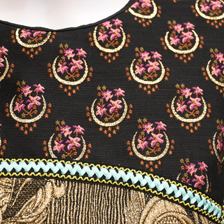 ETRO | Gold Metallic Jacquard Trim Sheath Dress