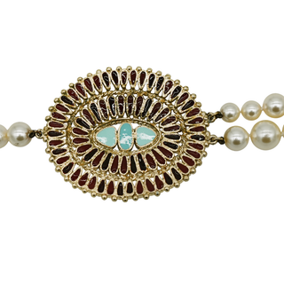 CHANEL | Long Faux Pearl Gripoix Medallion Necklace