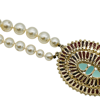 CHANEL | Long Faux Pearl Gripoix Medallion Necklace