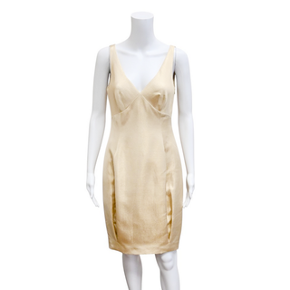 MOSCHINO | Gold Metallic Silk-Blend Dress