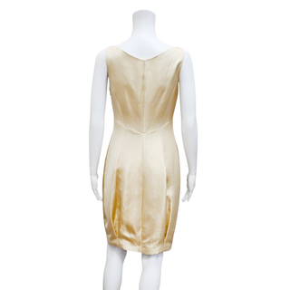 MOSCHINO | Gold Metallic Silk-Blend Dress
