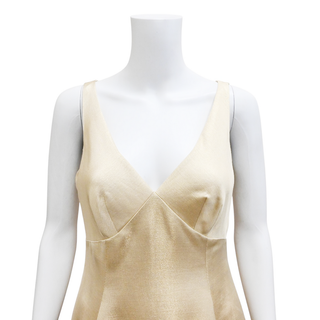 MOSCHINO | Gold Metallic Silk-Blend Dress