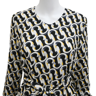 ST JOHN | Multicolored Logo Print Belted Dress