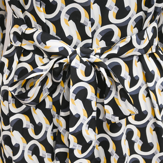 ST JOHN | Multicolored Logo Print Belted Dress