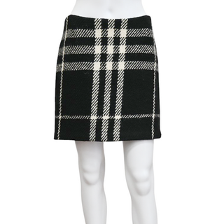 BURBERRY | Black & Ivory Plaid Tweed Mini Skirt